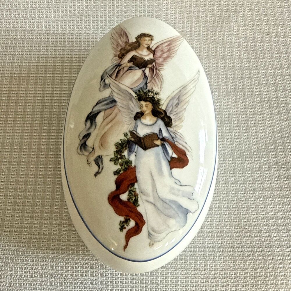 Vintage Angels Porcelain Lidded Trinket box by Reutter Porzellan Germany